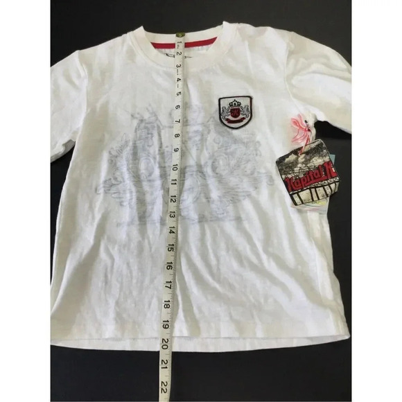 NWT Kapital K Boys White Stretch Crew Neck Short Sleeve Graphic T-Shirt Size 8 - Picture 3 of 9